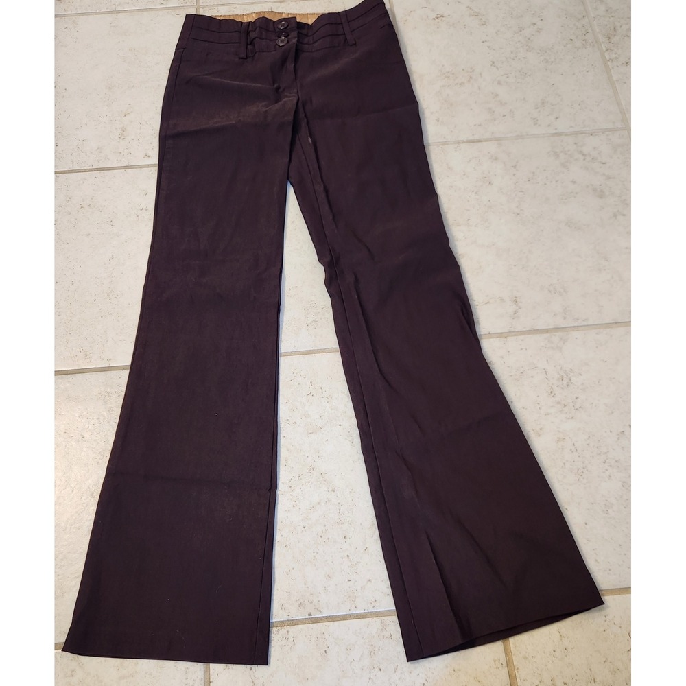BodyC Brown Flare Leg Trousers Size 5 Style 4838‎ MLN Made in USA Wide Waistband